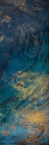 Golden Blue Marble Mate Black Ornate Wood Framed Art Print with Double Matting by Grey, Jace