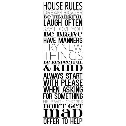 House Rules Dream BW Black Modern Wood Framed Art Print with Double Matting by Grey, Jace