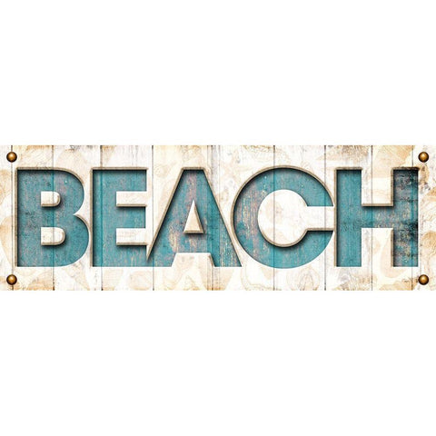 Beach Sign Gold Ornate Wood Framed Art Print with Double Matting by Grey, Jace