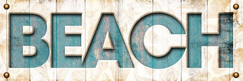 Beach Sign Black Ornate Wood Framed Art Print with Double Matting by Grey, Jace