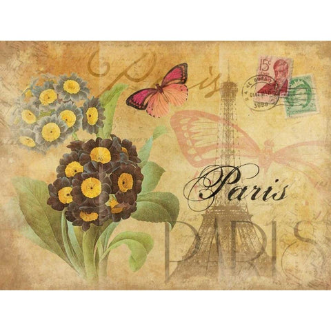 Paris Postcard 6 Gold Ornate Wood Framed Art Print with Double Matting by Grey, Jace