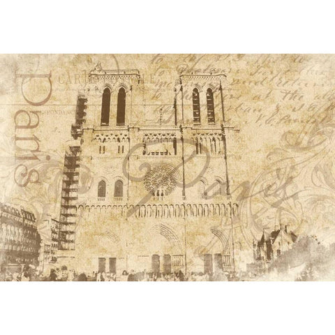 Paris J Gold Ornate Wood Framed Art Print with Double Matting by Grey, Jace