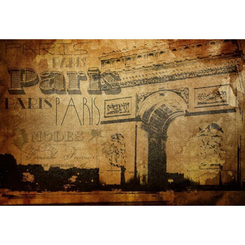 Paris K Gold Ornate Wood Framed Art Print with Double Matting by Grey, Jace