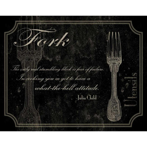 Fork Quote 2 Black Modern Wood Framed Art Print with Double Matting by Grey, Jace