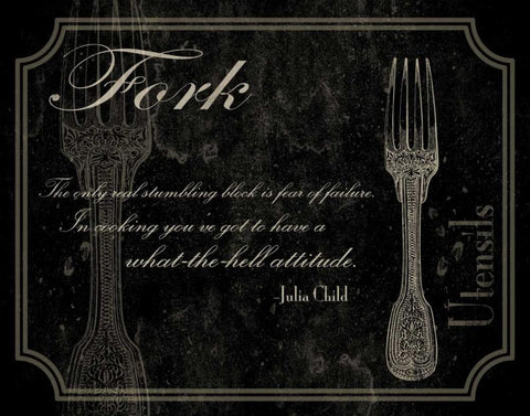 Fork Quote 2 Black Ornate Wood Framed Art Print with Double Matting by Grey, Jace
