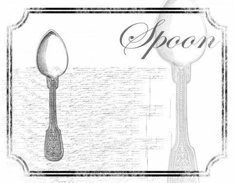 Simple Spoon Black Ornate Wood Framed Art Print with Double Matting by Grey, Jace