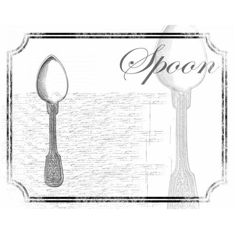 Simple Spoon Black Modern Wood Framed Art Print with Double Matting by Grey, Jace