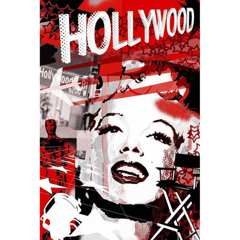 Marilyn Red Hollywood Black Modern Wood Framed Art Print by Grey, Jace