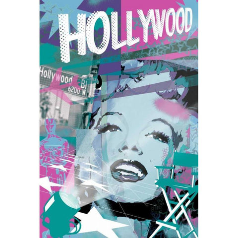 Marilyn Blue Hollywood Gold Ornate Wood Framed Art Print with Double Matting by Grey, Jace