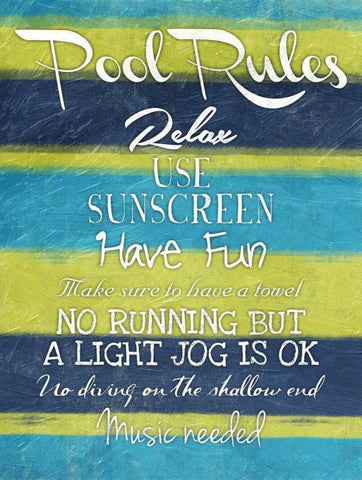 Pool Rules Mate White Modern Wood Framed Art Print with Double Matting by Grey, Jace
