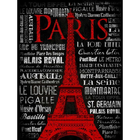 Paris Type RED Black Modern Wood Framed Art Print by Grey, Jace