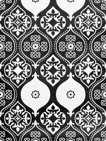BW Pattern Black Ornate Wood Framed Art Print with Double Matting by Grey, Jace
