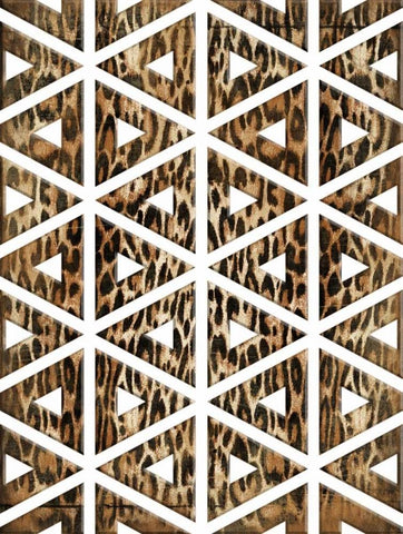 Triangular animals White Modern Wood Framed Art Print with Double Matting by Grey, Jace