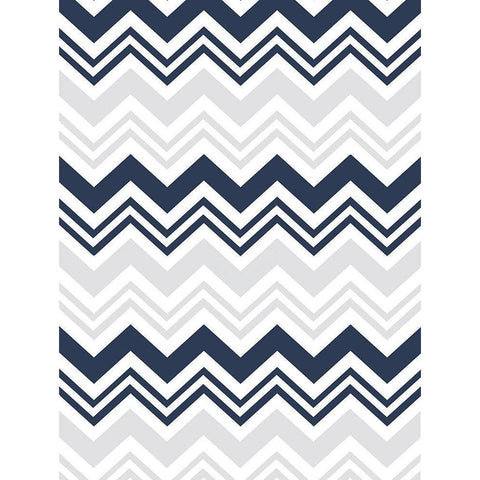 Blue Grey chevron Gold Ornate Wood Framed Art Print with Double Matting by Grey, Jace