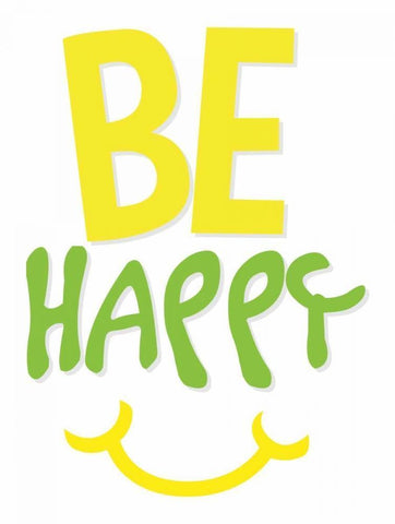 Be Happy White Modern Wood Framed Art Print with Double Matting by Grey, Jace