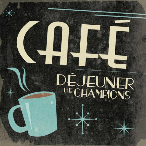 Coffee in French A2 Black Modern Wood Framed Art Print with Double Matting by Grey, Jace