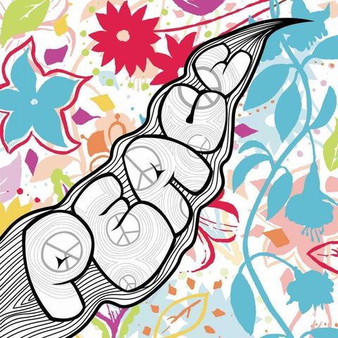 Peace 1 Black Modern Wood Framed Art Print with Double Matting by Grey, Jace