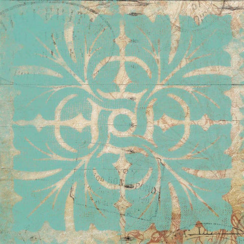 Turq Pattern 6 Gold Ornate Wood Framed Art Print with Double Matting by Grey, Jace