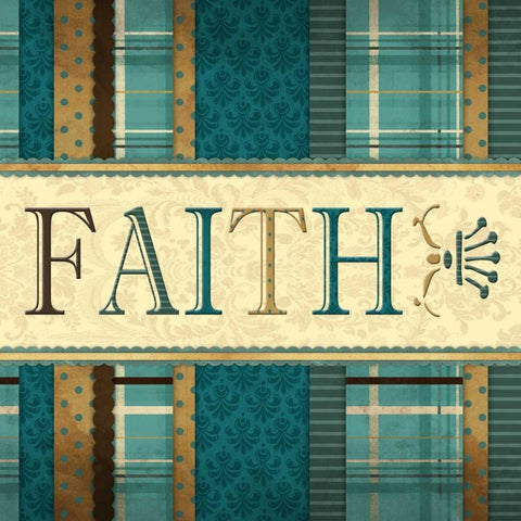 Faith Plaid in Turquoise Gold Ornate Wood Framed Art Print with Double Matting by Grey, Jace