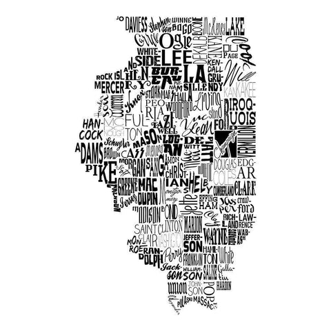 Illinois Black Modern Wood Framed Art Print with Double Matting by Grey, Jace