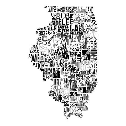 Illinois White Modern Wood Framed Art Print with Double Matting by Grey, Jace