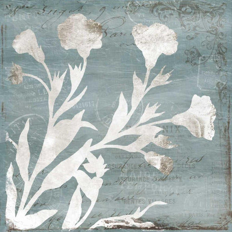 Floral Blues White Modern Wood Framed Art Print by Grey, Jace