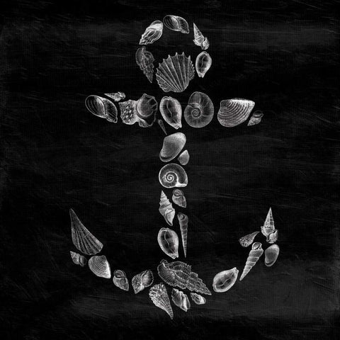 Shell Anchor White Modern Wood Framed Art Print with Double Matting by Grey, Jace