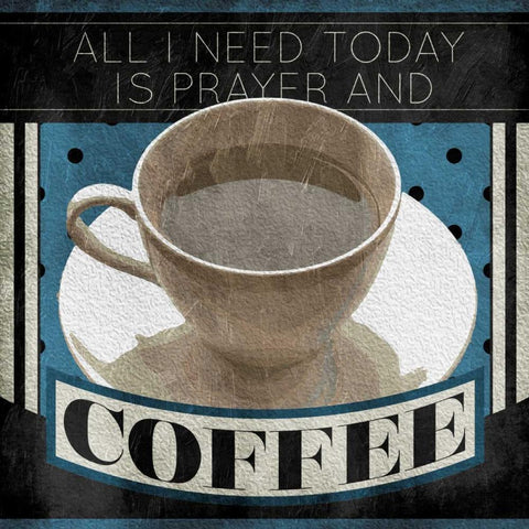 Prayer And Coffee Black Modern Wood Framed Art Print with Double Matting by Grey, Jace