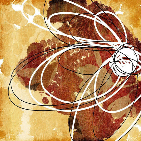 Flower Scribble Gold Ornate Wood Framed Art Print with Double Matting by Grey, Jace
