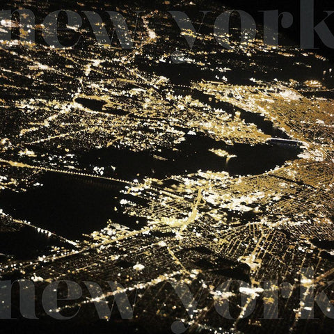 New York Gold City Black Ornate Wood Framed Art Print with Double Matting by Grey, Jace
