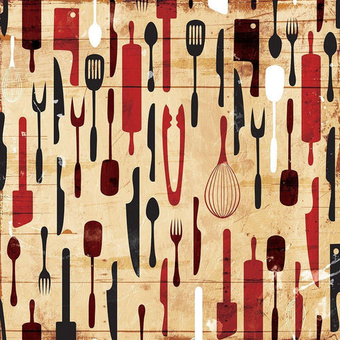 Utensils On The Wall White Modern Wood Framed Art Print with Double Matting by Grey, Jace