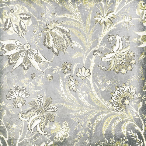 Grey Flower Pattern Gold Ornate Wood Framed Art Print with Double Matting by Grey, Jace