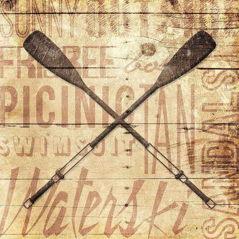 Wooden Oar Black Modern Wood Framed Art Print with Double Matting by Grey, Jace