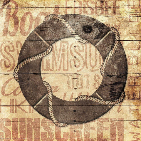 Wooden Life Saver Black Ornate Wood Framed Art Print with Double Matting by Grey, Jace