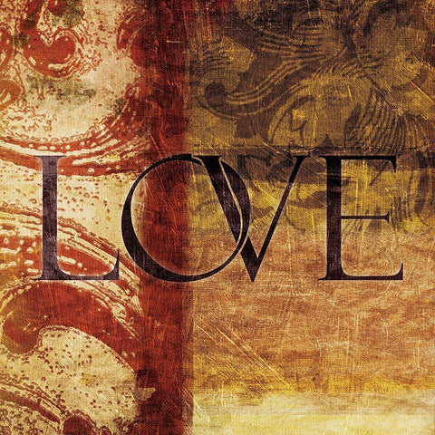 Love Red Gold Ornate Wood Framed Art Print with Double Matting by Grey, Jace