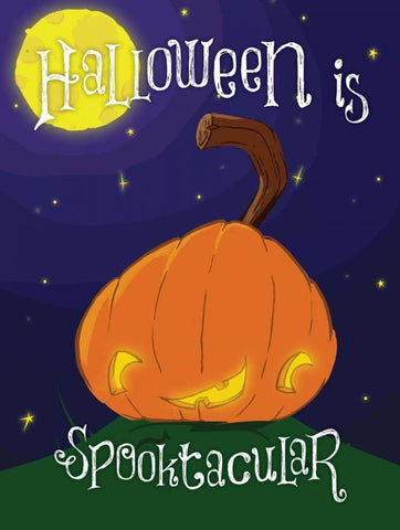Spooktacular Pumpkin White Modern Wood Framed Art Print with Double Matting by Grey, Jace