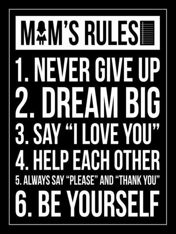 Mom Rules II Black Ornate Wood Framed Art Print with Double Matting by Grey, Jace
