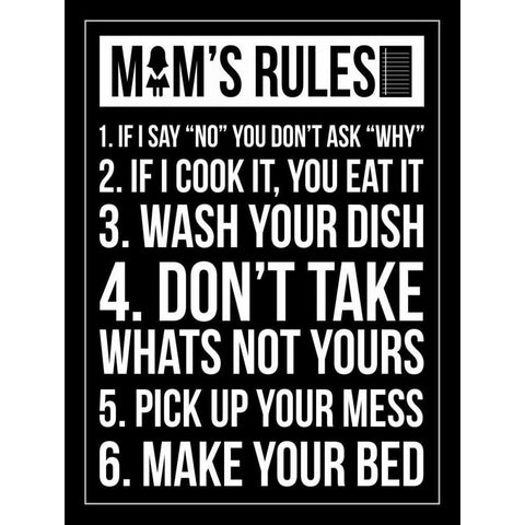 Mom Rules IV Black Modern Wood Framed Art Print with Double Matting by Grey, Jace