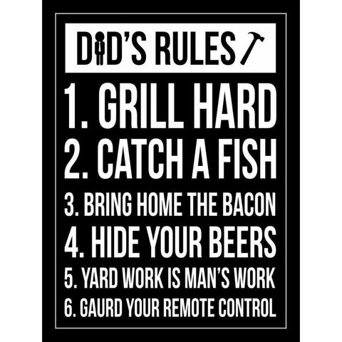 Dad Rules II Black Modern Wood Framed Art Print by Grey, Jace