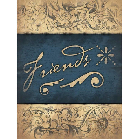 Friends Gold Ornate Wood Framed Art Print with Double Matting by Grey, Jace
