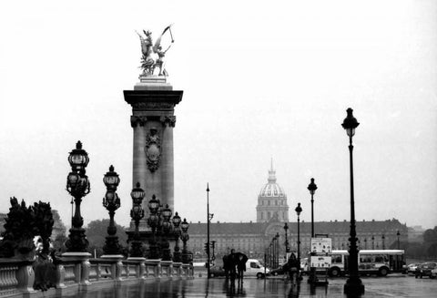 Paris Rain White Modern Wood Framed Art Print with Double Matting by Grey, Jace