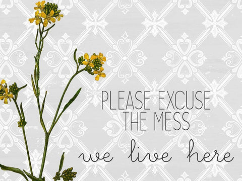 Please Excuse Wildflower Black Ornate Wood Framed Art Print with Double Matting by Kimberly, Allen