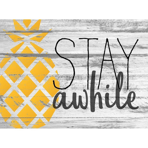 Stay Awhile Gold Ornate Wood Framed Art Print with Double Matting by Kimberly, Allen