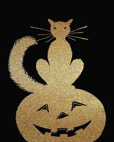 Halloween Gold 1 Black Ornate Wood Framed Art Print with Double Matting by Kimberly, Allen