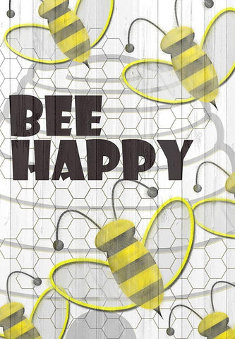 Bee Happy Black Ornate Wood Framed Art Print with Double Matting by Kimberly, Allen
