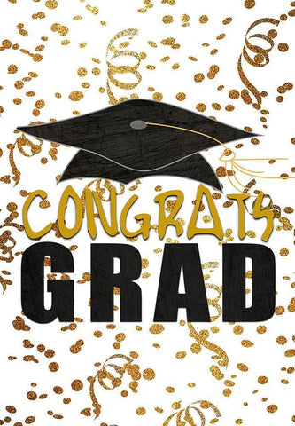 Congrats Grad White Modern Wood Framed Art Print with Double Matting by Kimberly, Allen