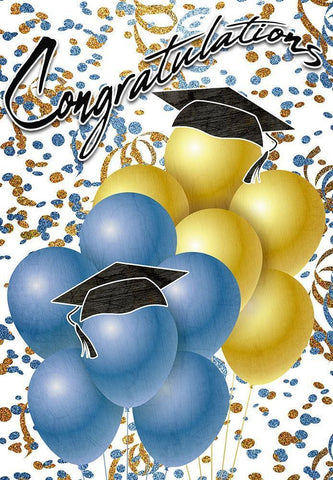 Congratulations Balloons Black Ornate Wood Framed Art Print with Double Matting by Kimberly, Allen