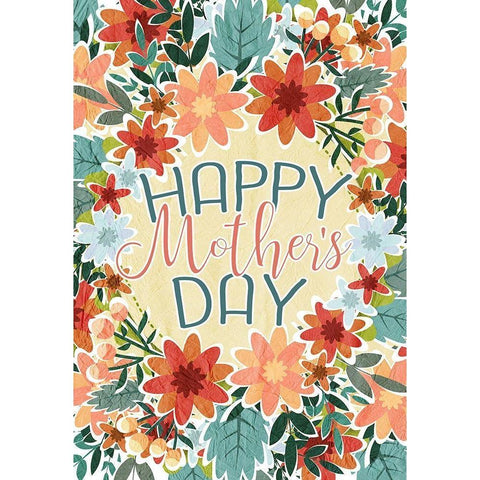 Happy Mothers Day Floral White Modern Wood Framed Art Print by Kimberly, Allen