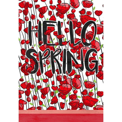 Hello Spring Black Modern Wood Framed Art Print by Kimberly, Allen