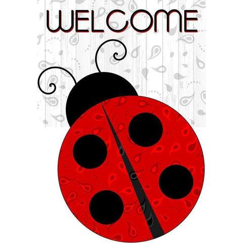 Welcome Ladybug Black Modern Wood Framed Art Print by Kimberly, Allen